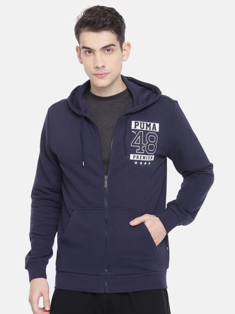 

Puma Men Navy Solid Mns Graphic FZ Hoody Sporty Jacket, Navy blue