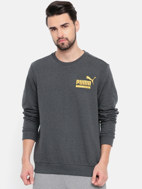 

Puma Men Charcoal Grey Solid Graphic Crew TR XIII Sweatshirt