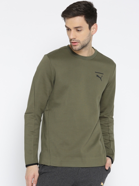 

Puma Men Olive Green Solid Evo Core Crew Sweatshirt