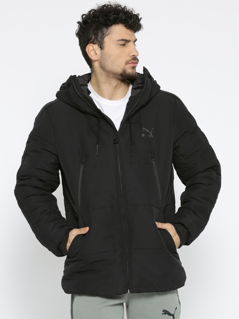 

Puma Men Black Solid Archive Logo Hooded Padded Jacket