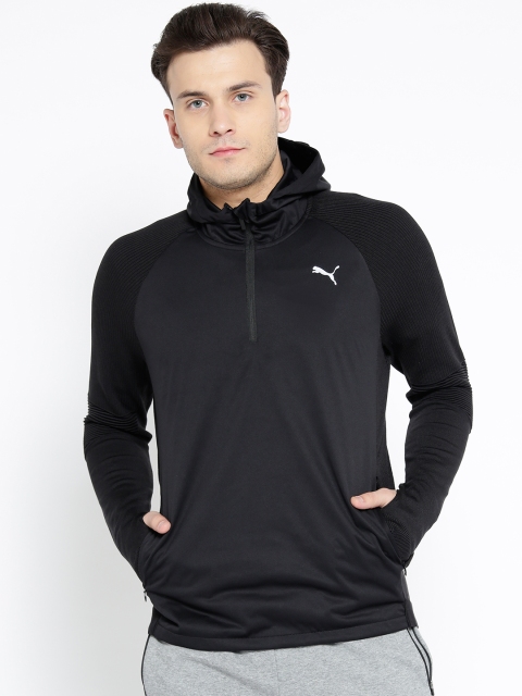 

Puma Men Black Pwrrun Evoknit Hooded Running Sweatshirt