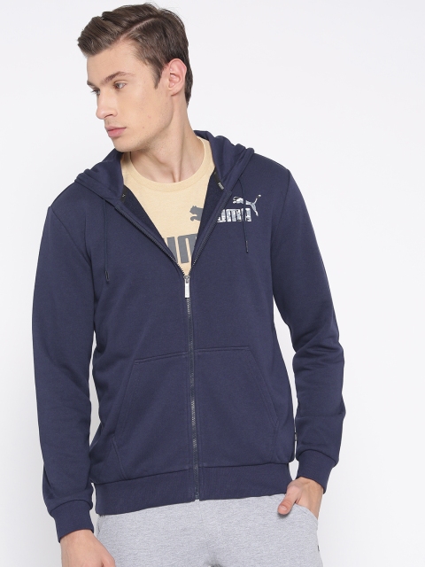 

Puma Men Navy Blue Graphic FZ TR I Hooded Sweatshirt