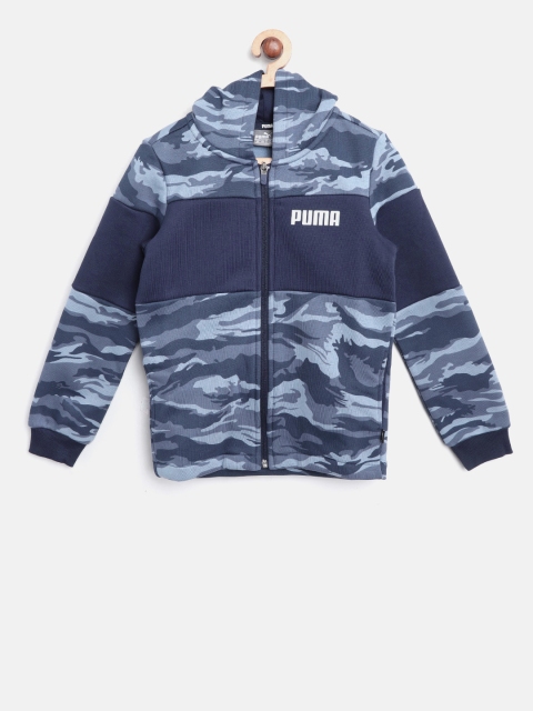 

Puma Boys Navy Blue Printed Hooded Camo AOP Hoody FL Peacoat