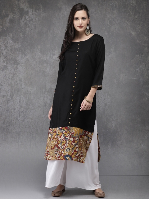 

Anouk Women Black Solid Straight Kurta