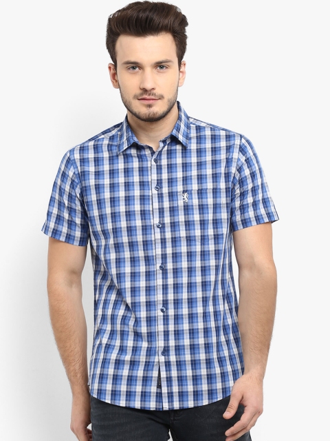 

Red Tape Men Blue & White Regular Fit Checked Casual Shirt
