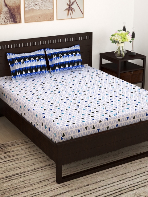 

Story@home Off-White & Grey Flat 152 TC Cotton 1 Queen Bedsheet with 2 Pillow Covers