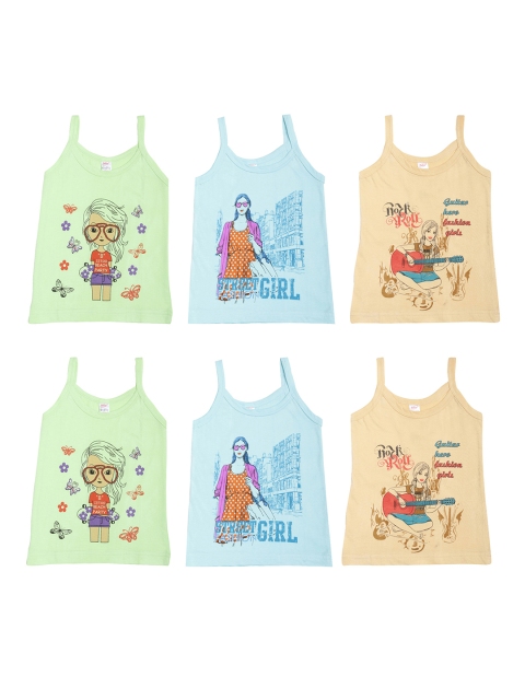

Dollar Kids Care Girls Pack Of 6 Printed Assorted Camisoles MKKV-002-PO6-2