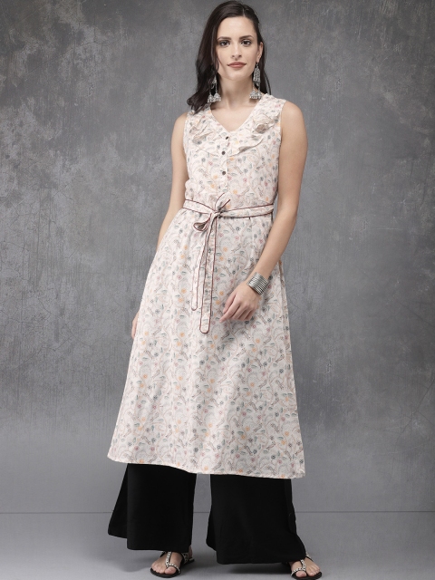 

Anouk Women Off-White Printed A-Line Kurta