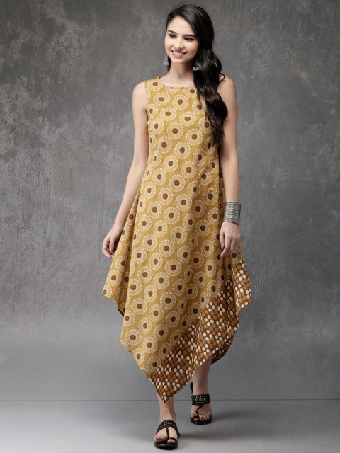 

Anouk Women Mustard Yellow Printed A-Line Kurta