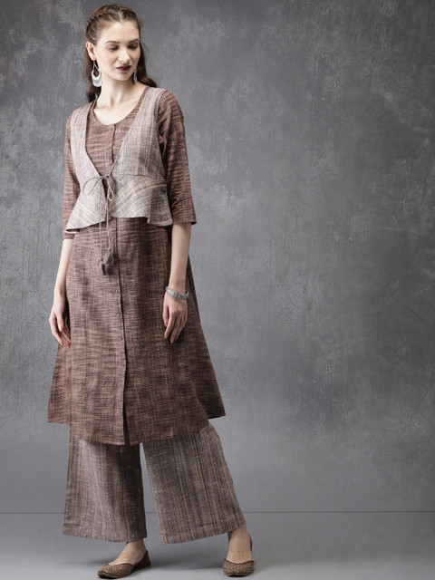 

Anouk Women Brown Solid Kurta with Palazzos