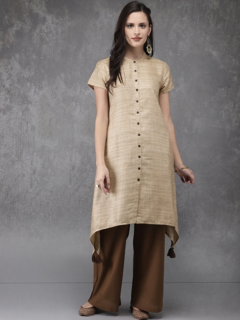 

Anouk Women Beige & Brown Solid Kurta with Palazzos