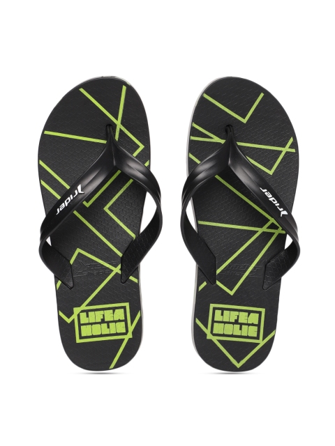 

Rider Men Black & Green Solid Thong Flip-Flops