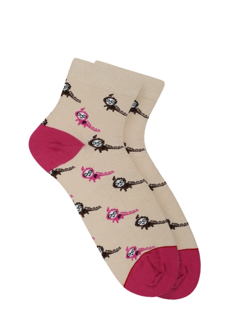 

Soxytoes Women Beige & Pink Ankle-Length Socks