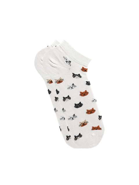 

Soxytoes Women Cream-Coloured Patterned Ankle Length Socks