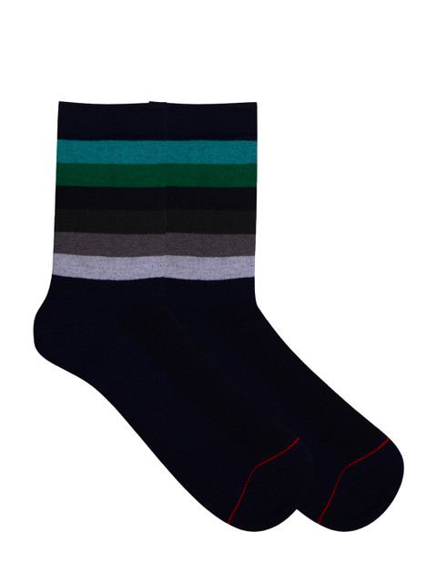 

Soxytoes Unisex Navy Blue Striped Above Ankle-Length Socks
