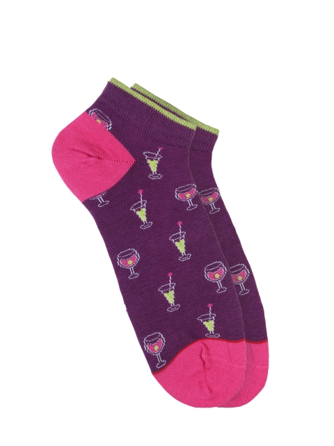 

Soxytoes Women Purple Patterned Ankle-Length Socks