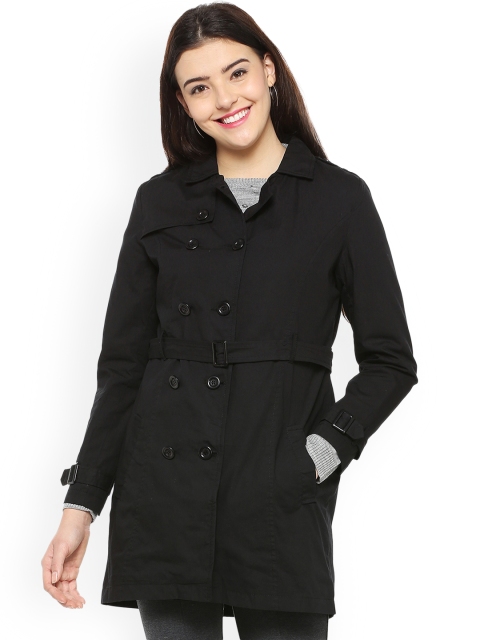 

People Women Black Solid Overcoat