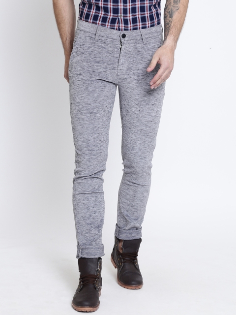 

Crimsoune Club Men Grey Melange Slim Fit Solid Regular Trousers