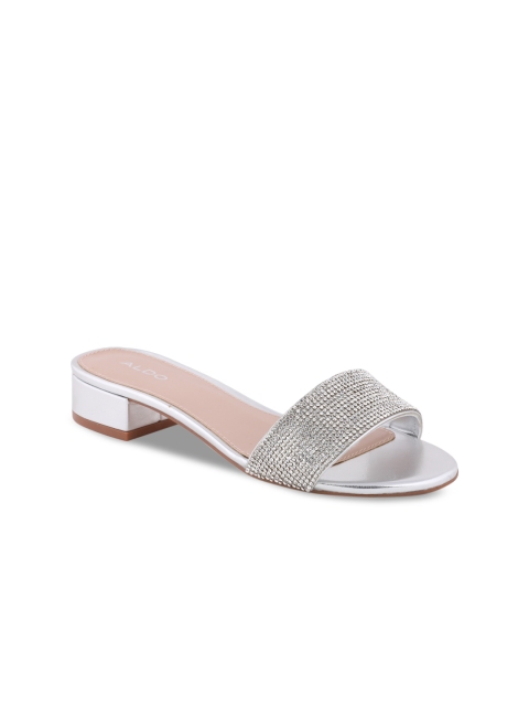 

ALDO Women Silver-Toned Embellished Sandals