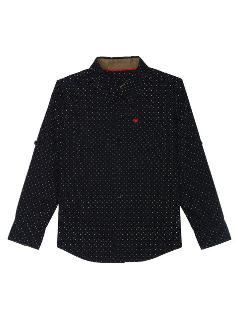 

612 league Boys Navy Blue Regular Fit Printed Casual Shirt