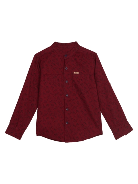 

612 league Boys Maroon Regular Fit Printed Casual Shirt