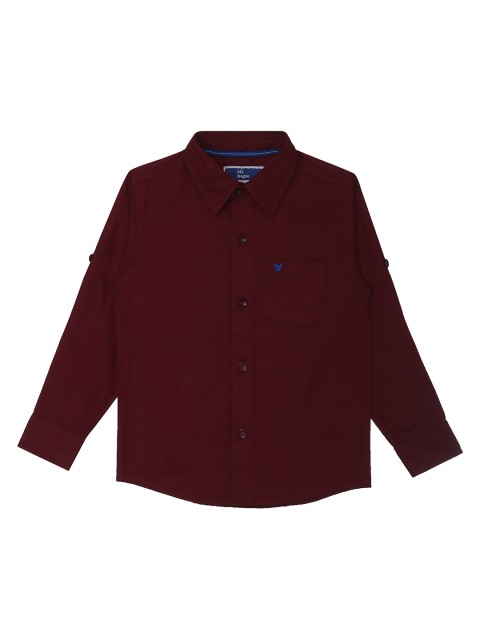 

612 league Boys Maroon Regular Fit Solid Casual Shirt