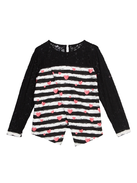 

612 league Girls Black Striped Top