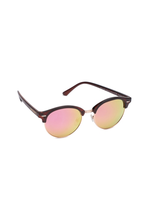 

Daniel Klein Unisex Mirrored Browline Sunglasses DK4167-C5, Pink