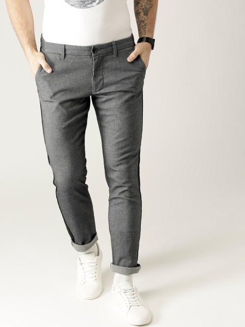 

ESPRIT Men Charcoal Grey Slim Fit Solid Regular Trousers