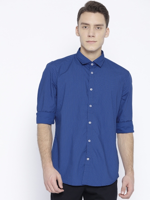 

ESPRIT Men Blue & White Slim Fit Printed Casual Shirt
