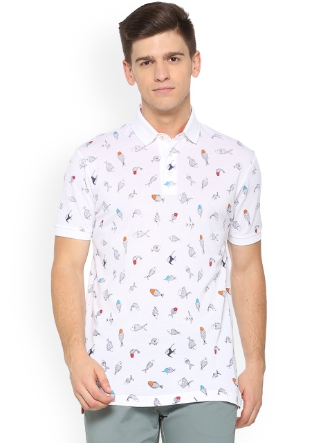

SIMON CARTER LONDON Men White Printed Polo Collar T-shirt