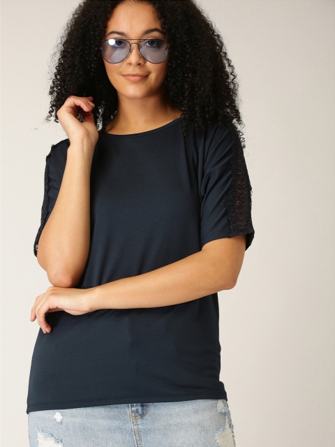 

ESPRIT Women Navy Blue Solid Top