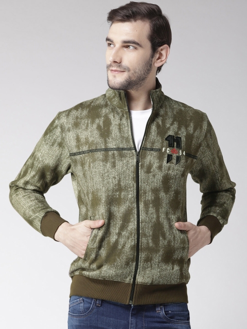 

Fort Collins Men Olive Brown Printed Sweatshirt