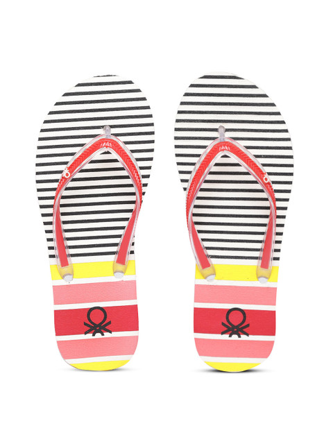 

United Colors of Benetton Women Red & Black Striped Thong Flip-Flops