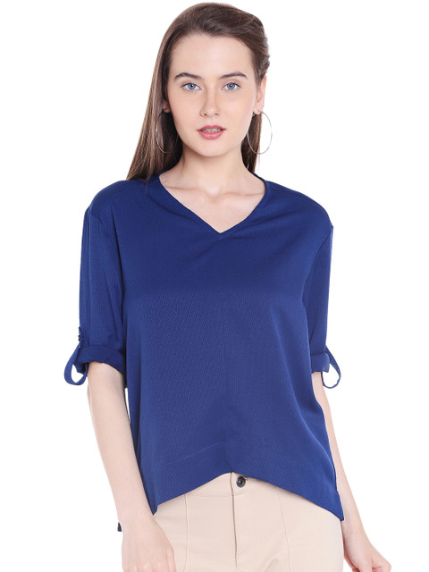 

109F Women Blue Solid Top