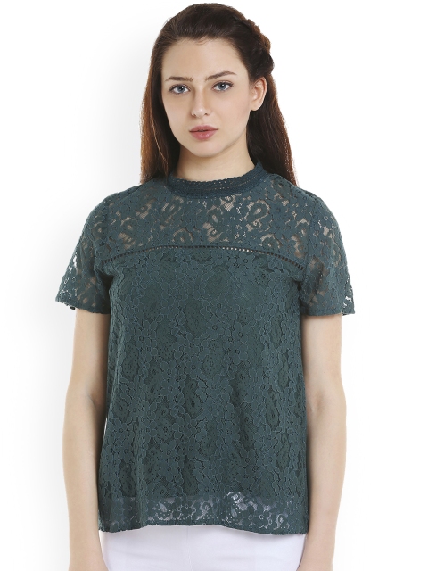 

109F Women Green Self Design Top