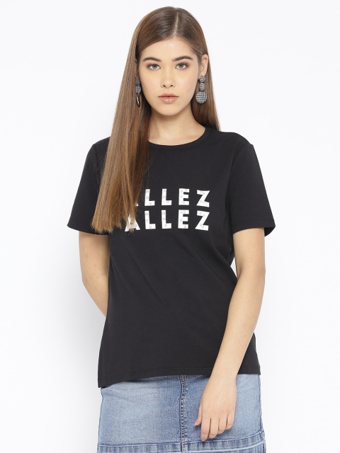 

ESPRIT Women Black Printed Round Neck T-shirt