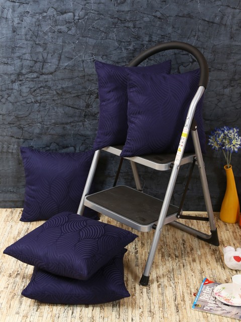 

RANGRAGE Blue Set of 5 Textured Square Cushion Covers