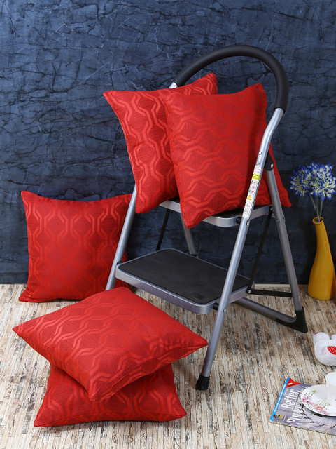 

RANGRAGE Red Set of 5 Geometric Square Cushion Covers