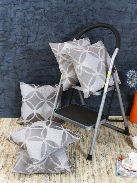 

RANGRAGE Grey Set of 5 Geometric Square Cushion Covers