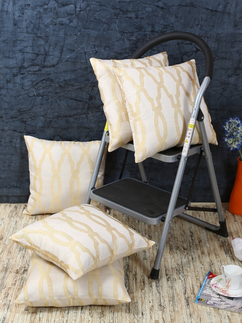 

RANGRAGE Yellow Set of 5 Geometric Square Cushion Covers