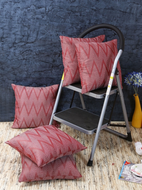 

RANGRAGE Red Set of 5 Geometric Square Cushion Covers