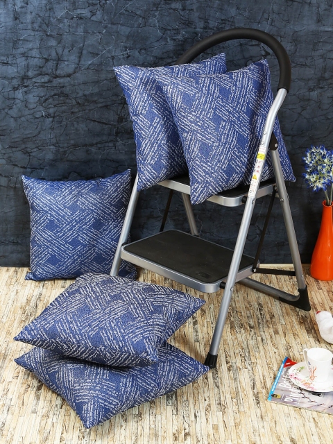 

RANGRAGE Blue Set of 5 Geometric Square Cushion Covers