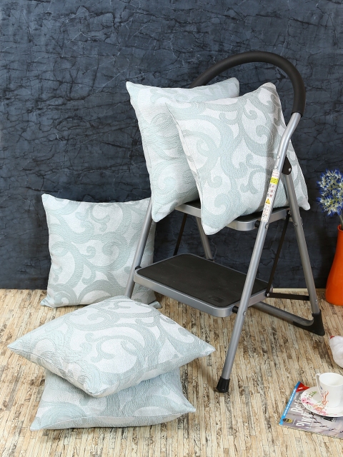 

RANGRAGE Sea Green Set of 5 Abstract Square Cushion Covers