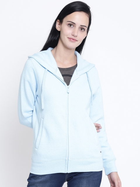

Crimsoune Club Women Blue & Blue Solid Hooded Sweatshirt