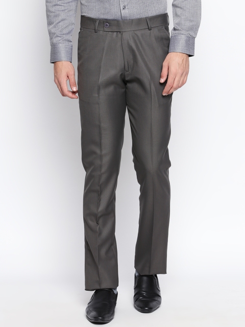 

Solemio Men Charcoal Slim Fit Solid Formal Trousers