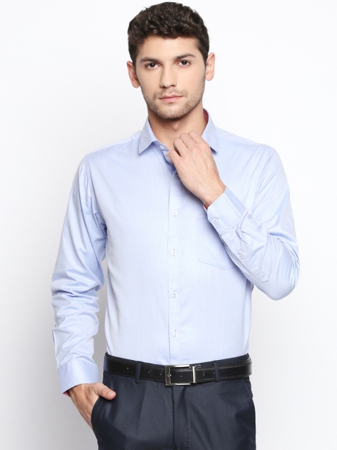 

Solemio Men Blue Regular Fit Self Design Formal Shirt