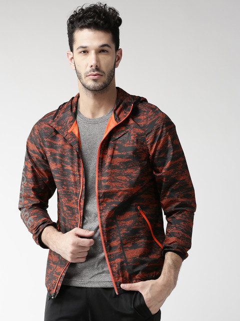 

The North Face Men Black & Orange Ampere Wind 2.0 Printed Training Jacket