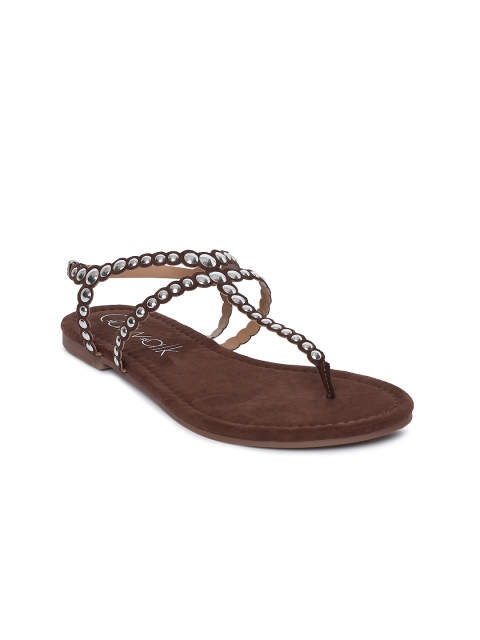 

Catwalk Women Brown Embellished Open Toe Flats