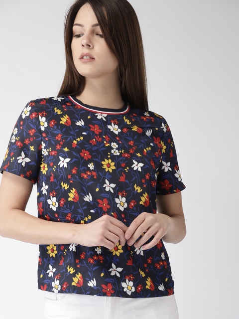 

Tommy Hilfiger Women Navy Blue Floral Printed Top